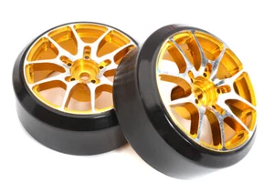 Alloy Machined 10-Spoke Wheel & Tire Set (2) for 1/10 Drift W=26mm Offset 3.5mm - Picture 1 of 1