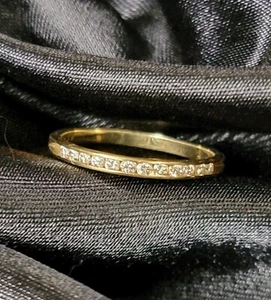 14k Gold 12 Round Natural Diamonds .25ctw Wedding Anniversary Band Ring - Picture 1 of 6
