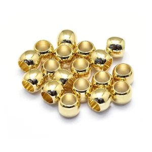 10pcs Gold Plated Brass Column Metal Beads Smooth Large Hole Loose Spacers 6x5mm - Picture 1 of 2