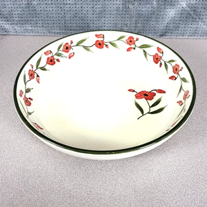 "Plato para servir flores rojas de 13"" de cerámica pintada a mano para lavar platos seguro" - Imagen 1 de 5