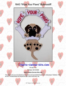 Wipe Your Paws-Bullmastiff Dog-Plastic Canvas Pattern or Kit - Picture 1 of 1
