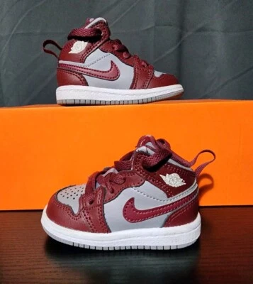 Nike Air Jordan 1 Mid Toddler Cherrywood Rojo/Gris Talla 4C - DQ8425-615  Foto 1 de 4