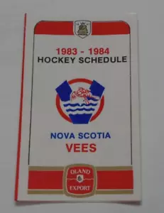 NOVA SCOTIA VOYAGERS (VEES) AHL horarios de bolsillo nova scotia voyagers 1983-84 - Imagen 1 de 2