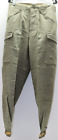 WWII Swedish M39 grey wool pants w gas flap leather straps 31"w x 31"l E444