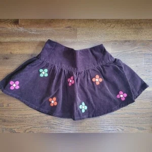 GYMBOREE OUTLET Girls 7 Brown Corduroy Skirt Fall Flowers - Picture 1 of 7