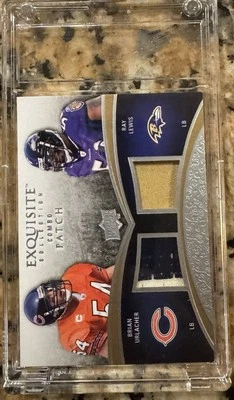 2009 UD Exquisite Brian Urlacher Ray Lewis #CP-LU Game Used Combo Patch /50 🔥 - Image 1 of 3