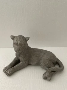 Sagebrook Home Laying Leopard Novelty Silver Ceramic Figurine 10” - Picture 1 of 4