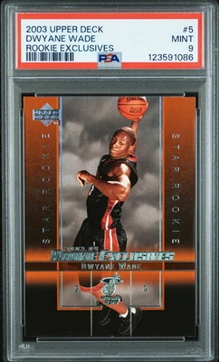 PSA 9 MINT 2003 Upper Deck Rookie Exclusives Dwyane Wade #5 Heat - Image 1 of 2