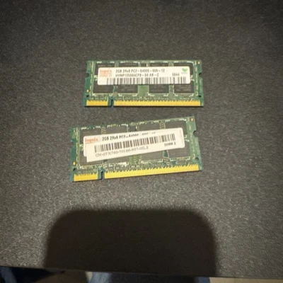Hynix 2GB (1GBx2) 2Rx16 PC2-6400S-666-12 DDR2-800Mhz Laptop SODIMM RAM Memory - Image 1 of 2