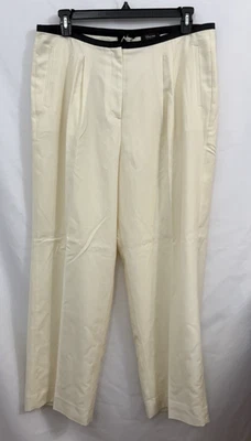NWT J.Crew Collection Sz 16 Pleated Wide leg Ivory Tuxedo Pants Italian Wool - Image 1 of 4