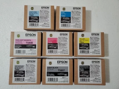 8X Genuine Epson Stylus 3880 / 3800 Ink Toner T5801/2/4/5/7/9 T580A T580B *READ* - Image 1 of 4