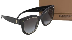 BURBERRY Primrose Women Sunglasses OS Black Tinted Square Gold Detail RRP$354 - Picture 1 of 8