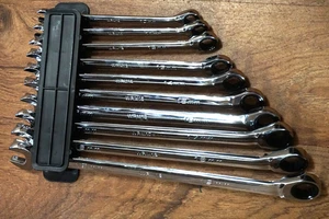 (RI4) Icon WRSTFM-10 Metric Ratcheting Flex Head Combo Wrench Set 10Pc 10-19mm - Picture 1 of 4