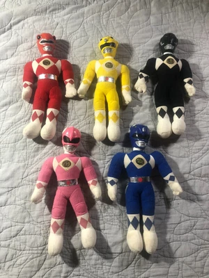 Vintage Lot of 5 Power Rangers Plush Saban Figures Yellow Pink Blue Red Black - Image 1 of 4