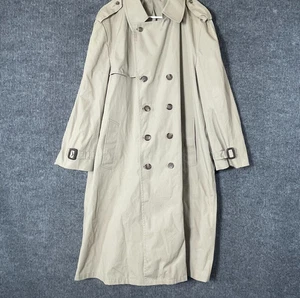 VTG London Fog Trench Coat Mens 44 Regular Beige Button Front City Business 90s - Picture 1 of 17