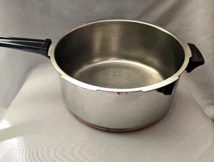 VTG 1801 REVERE WARE HEAVY STAINLESS COPPER BOTTOM 6 QT STOCK POT SAUCE PAN - Picture 1 of 4