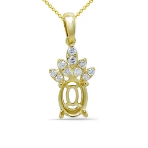 Anhänger Halbfassung oval 8x6mm in 14K Gelbgold mit Diamant Akzenten (54835) - Bild 1 von 4