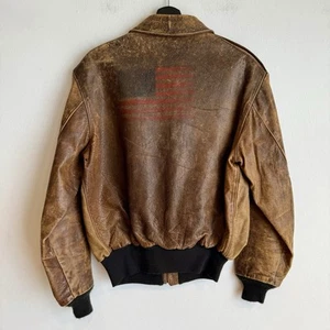 Original WWII Painted A2 Flight Jacket American Flag Us Army Air Corps - Picture 1 of 11