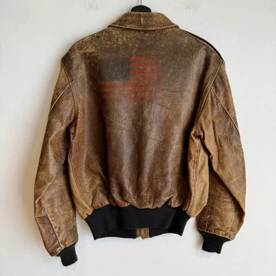 Original WWII Painted A2 Flight Jacket American Flag Us Army Air Corps - Image 1 of 4
