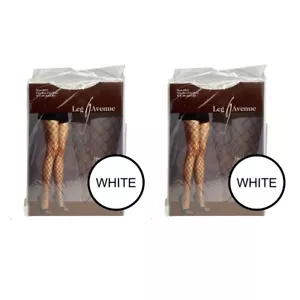 WHITE FENCE TIGHTS FISHNET DUAL DIAMOND INDUSTRIAL NET PANTYHOSE SEXY LEG AVENUE - Picture 1 of 9