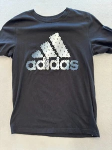 Adidas T Shirt Kids Boy's Medium Regular Fit Black Stud Edgy Logo Cotton Active - Picture 1 of 4