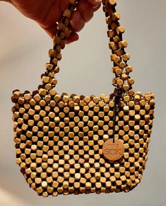 The Sak Bohemian Style Wood Beaded Purse 1980's New Tag - Picture 1 of 15