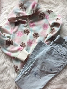 3 PC Set Fleece Jacket With Snowflakes/ Light Blue Pants Gymboree Size 8 Slim - Picture 1 of 10
