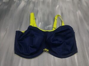 Elomi  Navy & Green Energise J Hook with Underwire Sports Bra US 44I