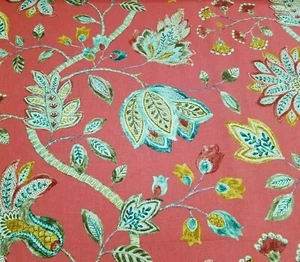 Throwback in Cranberry 54" Wide P Kaufmann 89% Cotton / 11% Rayon Floral Pink - Picture 1 of 2