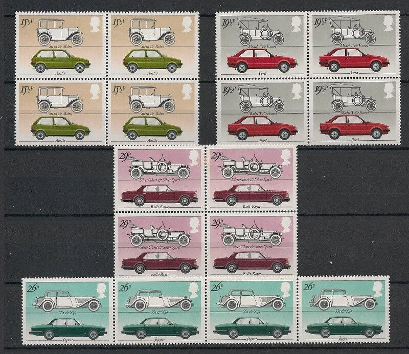 GB Stamps 1982 Motor Cars Set SG1198-SG1201 In Blocks Of 4 UMM - Image 1 of 1