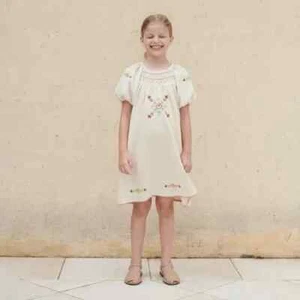 Girls Bebe Organic Rosel Dress Needlepoint Knit Beige Short Sleeve 4 Years NWT - Picture 1 of 14
