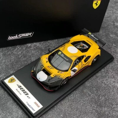Looksmart 1/43 Ferrari 488 GT Modificata 2020 car model Yellow W livery LSRC077 - Image 1 of 4