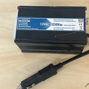 Nikkai Automotive 150W Wechselrichter schwarz 12 Volt DC UK Stecker kompakt für Auto - Bild 1 von 6