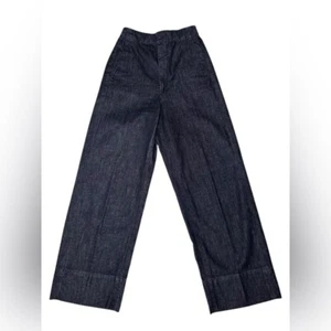 S MaxMara Wide-Leg Loose Blue Chambray Denim Pants Elastic Waist Size 0 - Bild 1 von 8
