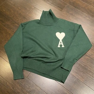 AMI Paris Alexandre Mattiussi Turtleneck Virgin Wool Sweater Size M Green - Bild 1 von 12