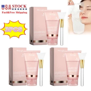 3x Collagen Night Wrapping Mask Overnight Wrapping Peel Off Natural Facial Mask - Picture 1 of 19