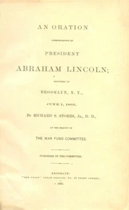 ORATION PRÄSIDENT ABRAHAM LINCOLN 1865 GEDENKADRESSEN BUCH RICHARD S GESCHICHTEN - Bild 1 von 3