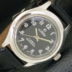 ROAMER HAND-WINDING SWISS MENS WRIST BLACK COLOR DIAL WATCH a433031-a - Picture 1 of 9