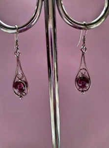 Pretty 925 Pink Tourmaline Earrings - Picture 1 of 6