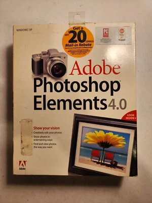 NEW OPEN BOX ADOBE Photoshop Elements 4.0 FOR WINDOW XP - Image 1 of 4