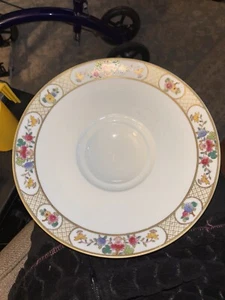 Antiker Nippon handbemalter Porzellan Obst Blumen Standschale Kerzenhalter - Bild 1 von 13
