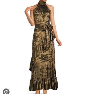 NEW Alex Marie Tiffany Plus Size maxi dress 22W Gold Black romantic shimmer $238
