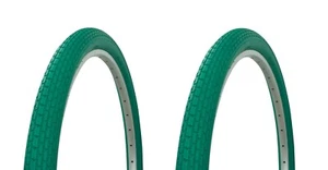 PAIR(2pcs) Bicycle Tires 26" X 2.125 CLASSIC BRICK Pattern Cruiser Bikes GREEN - Picture 1 of 1