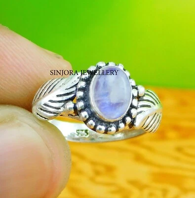 Rainbow Moonstone 925 sterling silver handmade Gift Ring US size 5 to 13 - Image 1 of 4