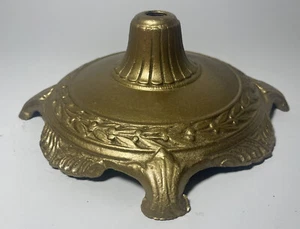Vintage Antique Gold Tone Cast Iron Bridge Floor Lamp Base Part - Picture 1 of 17