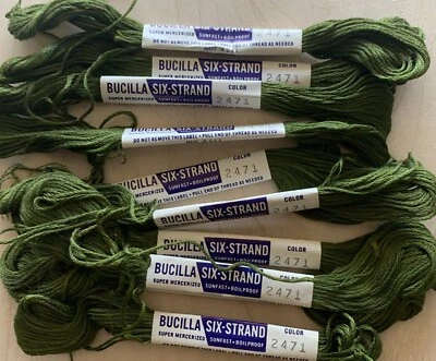 Vtg Bucilla Six-Strand Embroidery Thread LOT of 34 Skeins Green Same Dye Lot - Image 1 of 3