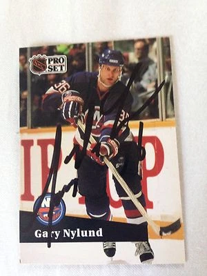 Gary Nylund VINTAGE NY ISLANDERS HAND SIGNED 1991 ProSet Card With COA - Image 1 of 3