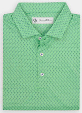 NEW Donald Ross LARGE Chili Pepper Print Polo Golf Shirt Green / Cobalt Blue