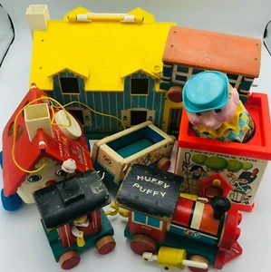 Vintage 1960s Fisher Price Lot House, Goldilocks Huffy Puffy Train Jack in Box  - Picture 1 of 11