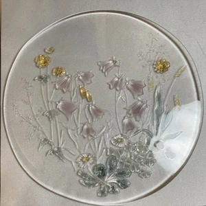 Stunning Vintage MIKASA Nova Crystal Cinderella Embossed Floral Cake Tray 13" - Picture 1 of 3